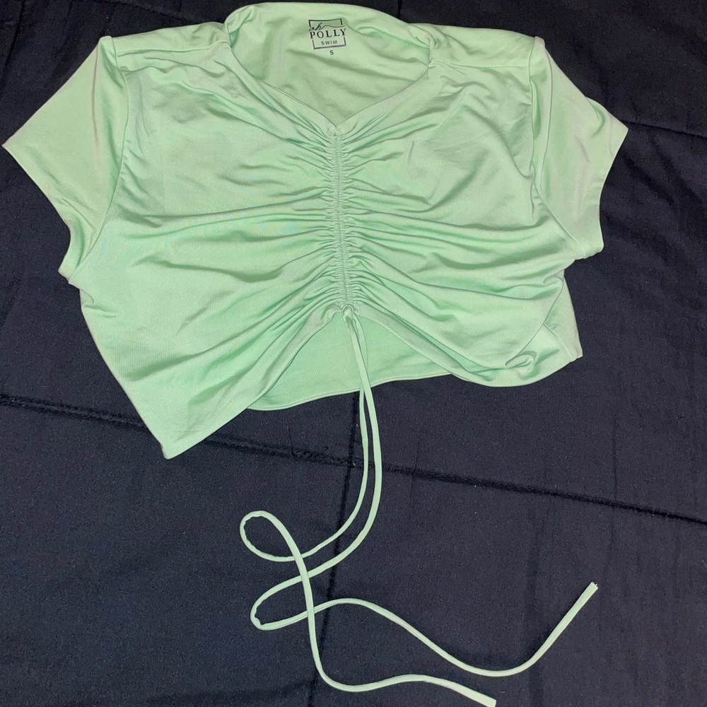 Oh Polly Swim Making Waves Ruched T-shirt TOP ONLY - Picture 2 of 3